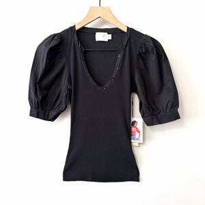 Nation LTD Natalie Puff Sleeve Top Black